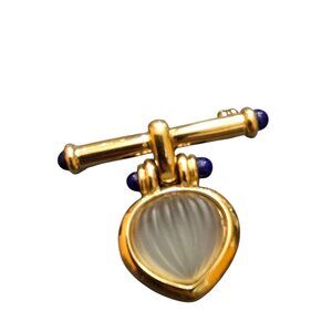 Vintage Signed Agatha Lalique 80s Heart Bar Dangling Brooch (A9256)